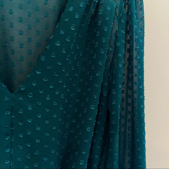 Turquoise Long-Sleeve Blouse, Size Medium - Picture 3 of 5